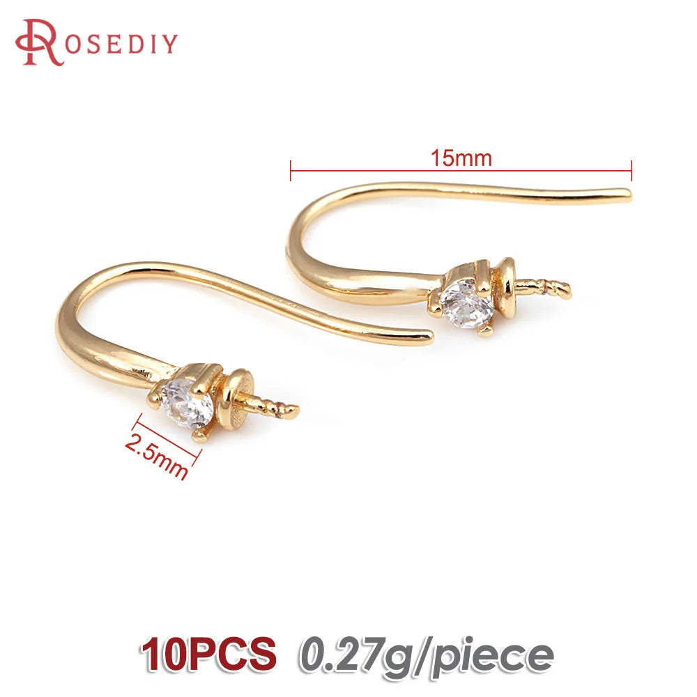 18K Gold Color Brass Can fit Half Hole Beads with Half Pins Earrings Hooks High Quality Jewelry Making Diy Findings Accessories