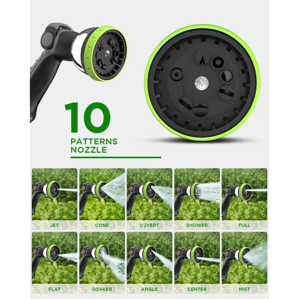 Retractable Garden Hose Reel, 1/2 Inch x 100 ft + 6 ft Wall Mount Hose Reel with Automatic Slow Rewind System, Any Length Lock