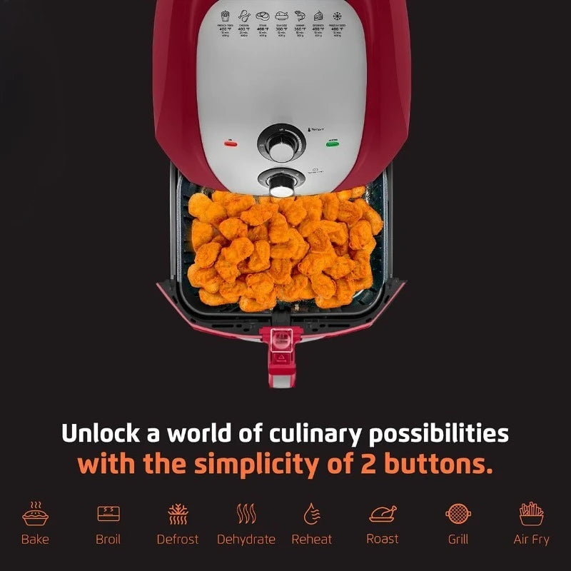 Air Fryer - 8.6 Quart Extra-Large Air Fryer, 2 Simple Dial Controls, 1800 Watts - Quick Heat Circulation Technology, Low Fat