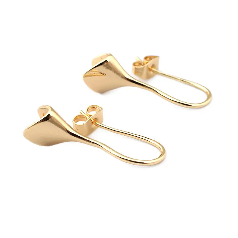 18K Gold Color Brass Can fit Half Hole Beads with Half Pins Earrings Hooks High Quality Jewelry Making Diy Findings Accessories