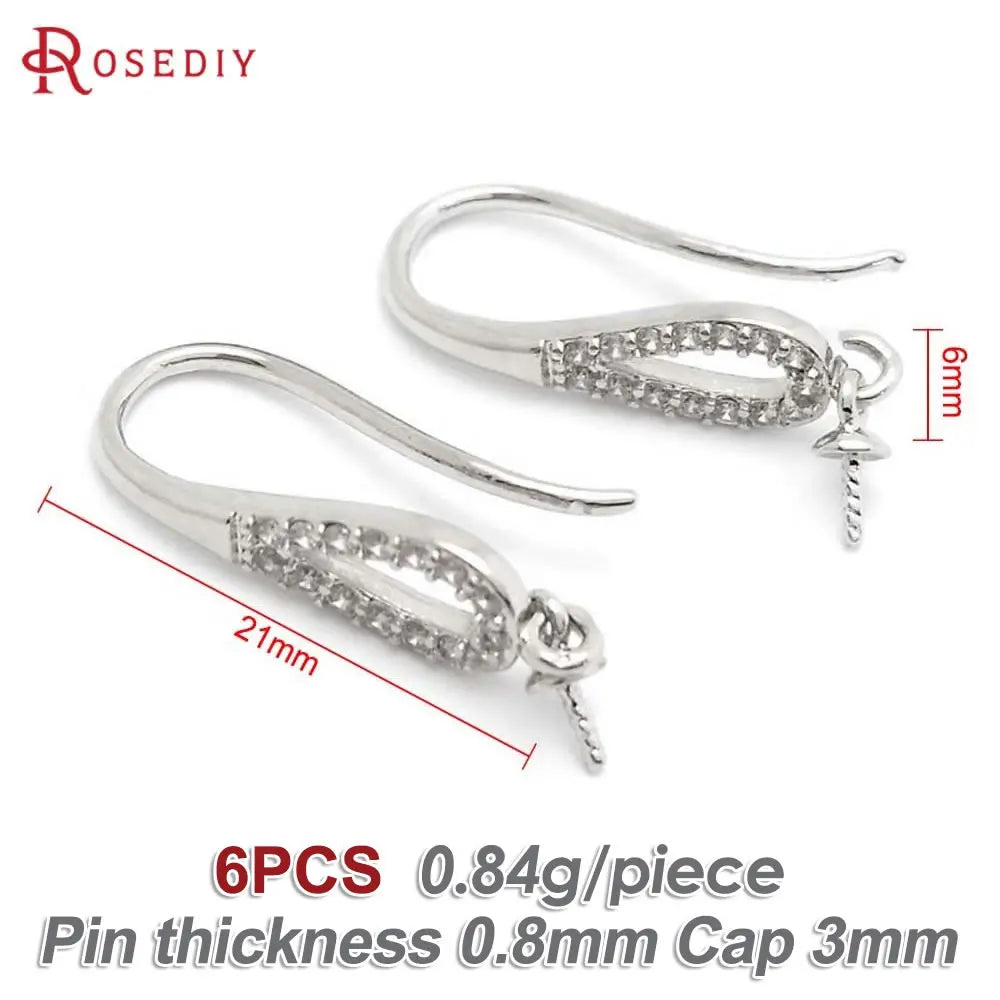 18K Gold Color Brass Can fit Half Hole Beads with Half Pins Earrings Hooks High Quality Jewelry Making Diy Findings Accessories