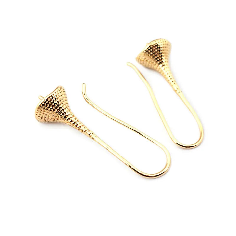 18K Gold Color Brass Can fit Half Hole Beads with Half Pins Earrings Hooks High Quality Jewelry Making Diy Findings Accessories