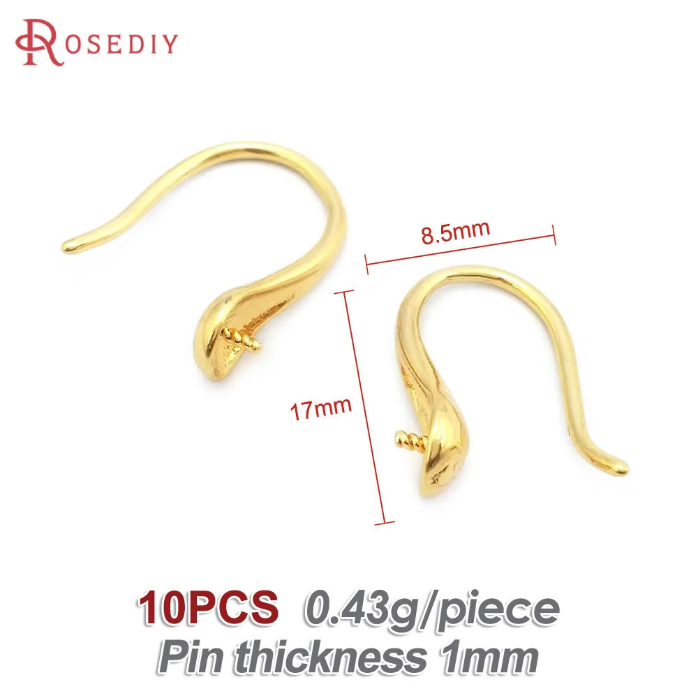 18K Gold Color Brass Can fit Half Hole Beads with Half Pins Earrings Hooks High Quality Jewelry Making Diy Findings Accessories