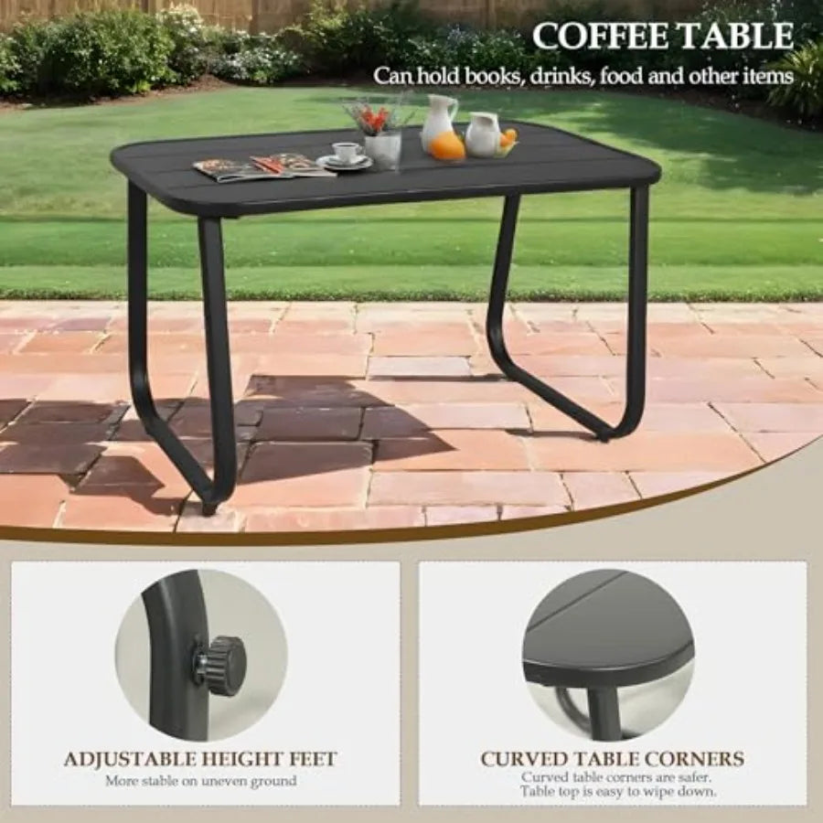 GEONKAI 4 Piece Patio Furniture Set Olefin Loveseat Outdoor Furniture with 2 Rocking Chairs Patio Conversation Set with Coffee