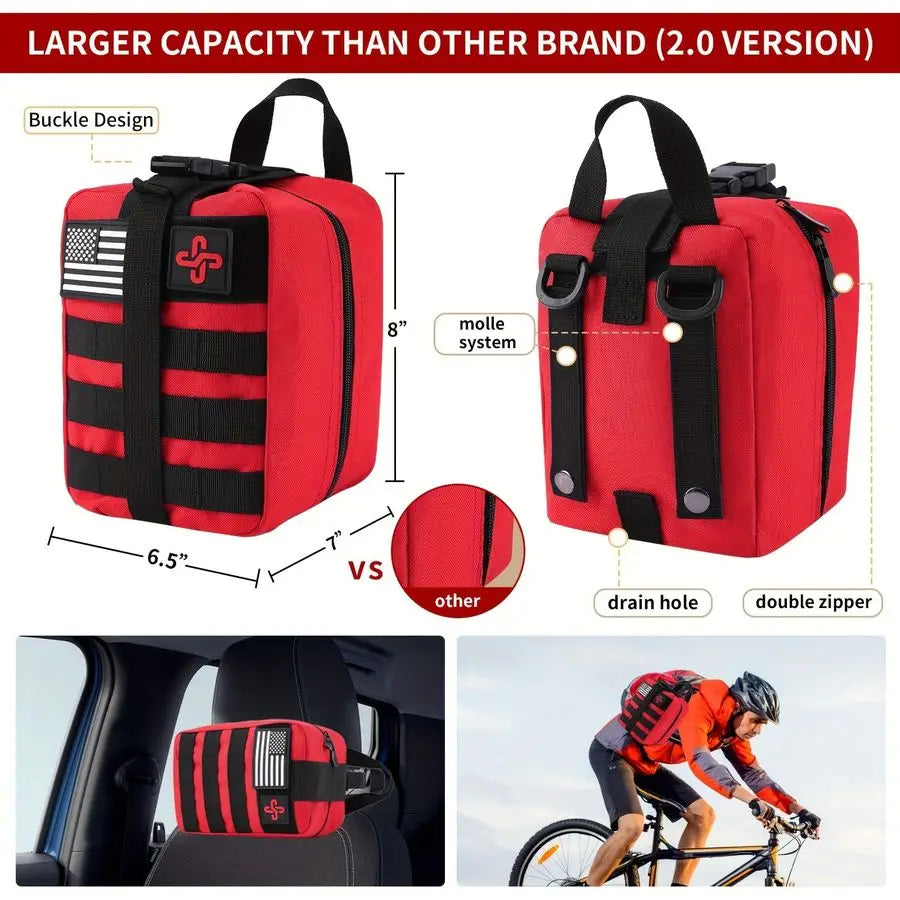 Kit, 252Pcs Survival Gear First Aid Kit with Molle System Compatible Bag and Emergency Tent, Emergency Kit for Earthquake, Outdo