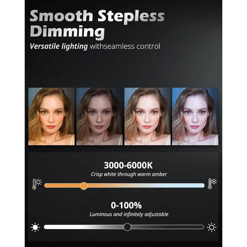 22'' Ring Light With 72'' Stand, 65W Large Ring Light With Phone Holder, Dimmable LED Light For Makeup Barber Stylist