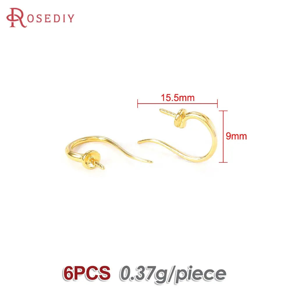 18K Gold Color Brass Can fit Half Hole Beads with Half Pins Earrings Hooks High Quality Jewelry Making Diy Findings Accessories