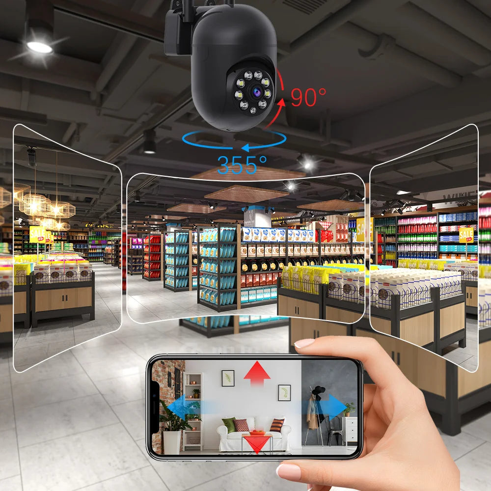 3MP WiFi Pan 355° Tilt 90°  Wireless Security Camera Full Color Night Vision Motion Detection Two-Way Audio Automatic Camera