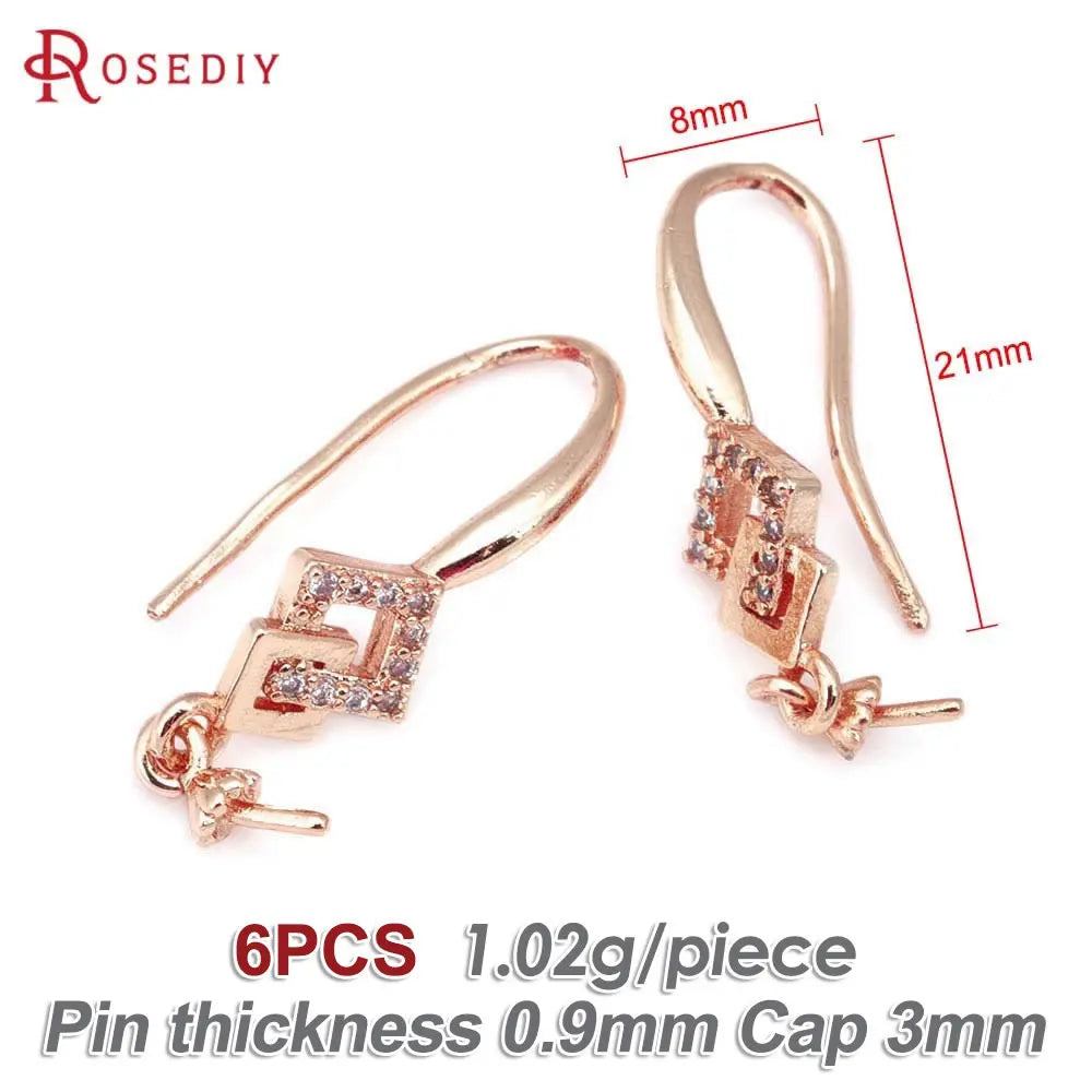 18K Gold Color Brass Can fit Half Hole Beads with Half Pins Earrings Hooks High Quality Jewelry Making Diy Findings Accessories