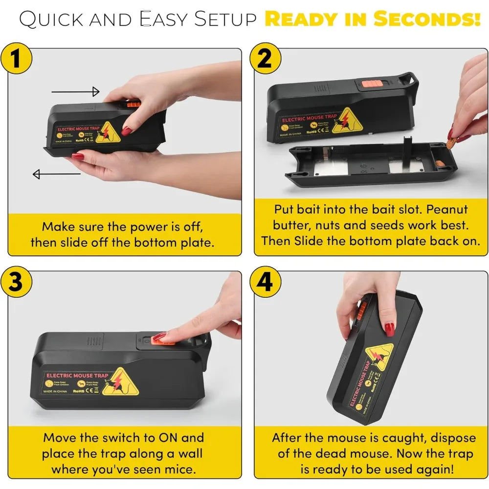 Electric Mouse Trap - Electronic Rodent for Indoors & Home - Humane & Effective Mouse Traps - Reusable