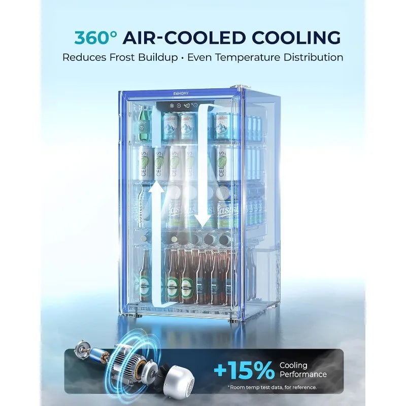 Beverage Refrigerator and Cooler, 128 Can Mini fridge with Glass Door, Small Refrigerator with Adjustable Shelves for Soda Beer