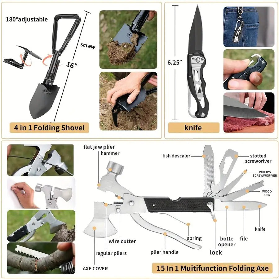 Kit, 252Pcs Survival Gear First Aid Kit with Molle System Compatible Bag and Emergency Tent, Emergency Kit for Earthquake, Outdo