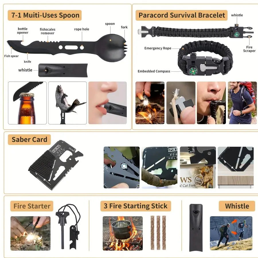 Kit, 252Pcs Survival Gear First Aid Kit with Molle System Compatible Bag and Emergency Tent, Emergency Kit for Earthquake, Outdo