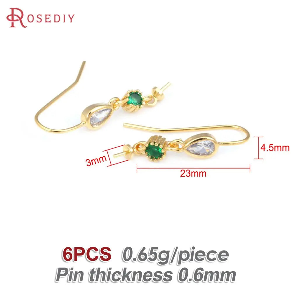 18K Gold Color Brass Can fit Half Hole Beads with Half Pins Earrings Hooks High Quality Jewelry Making Diy Findings Accessories