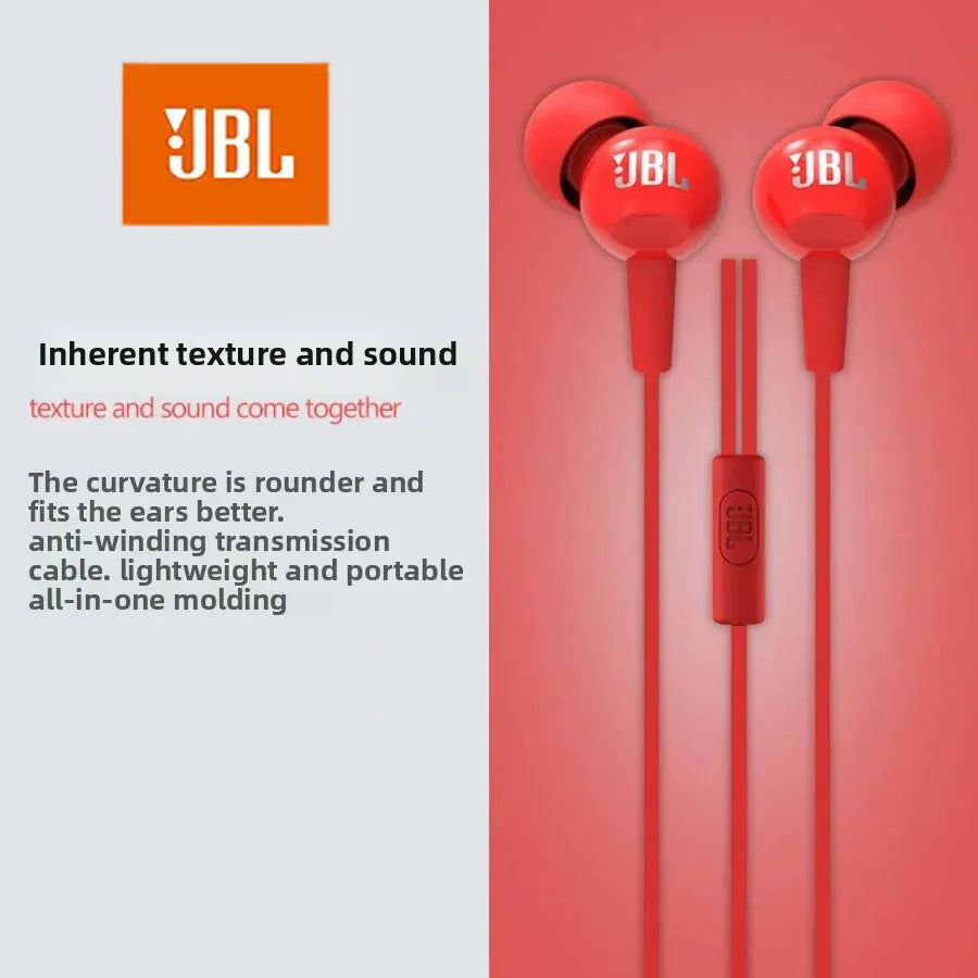 JBL C100SI Original Authentic Wired In Ear Headphones Sports Headphones 3.5mm Jack interface Built-in Microphone Button Design