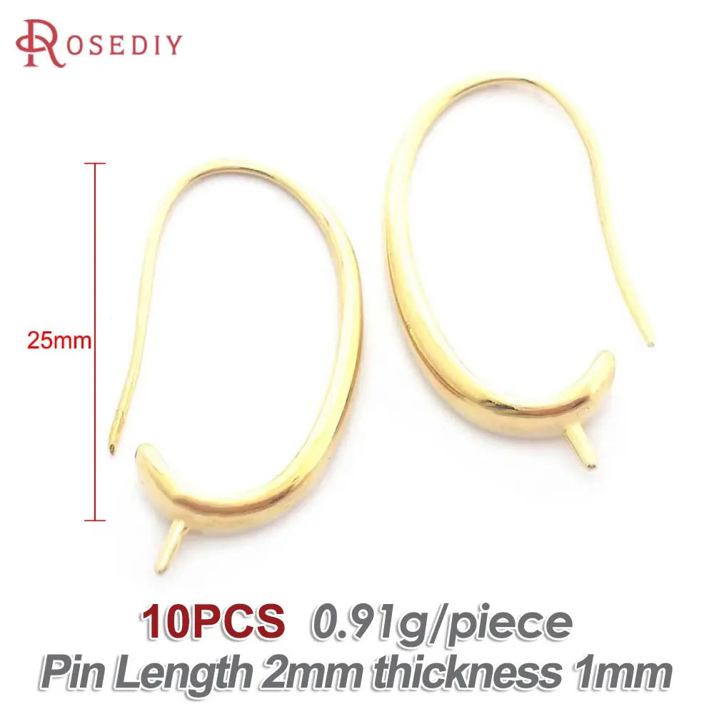 18K Gold Color Brass Can fit Half Hole Beads with Half Pins Earrings Hooks High Quality Jewelry Making Diy Findings Accessories