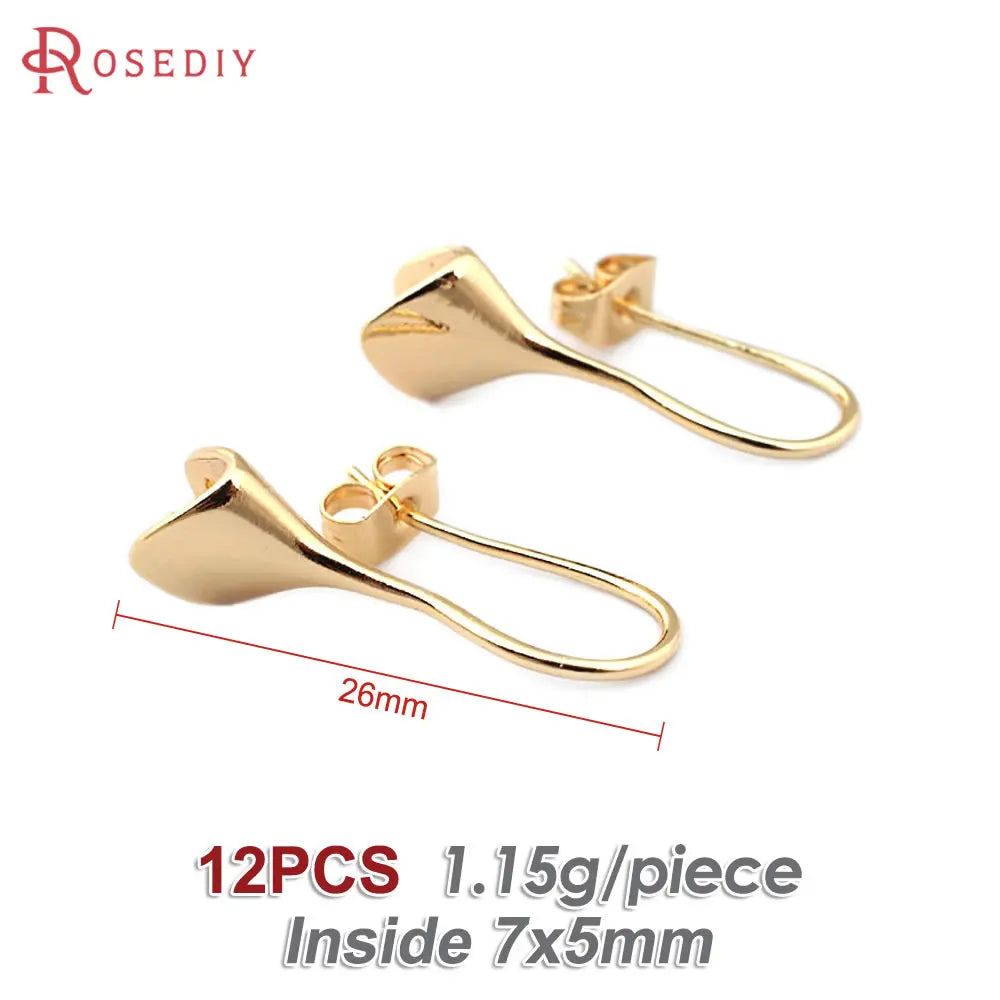 18K Gold Color Brass Can fit Half Hole Beads with Half Pins Earrings Hooks High Quality Jewelry Making Diy Findings Accessories