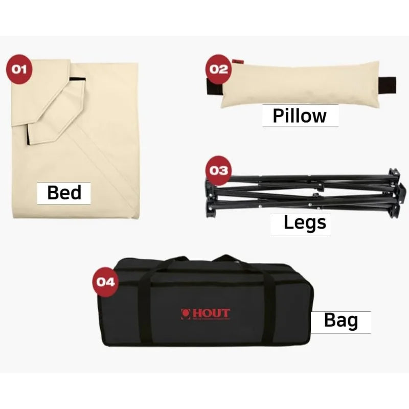 Two Heights In One, Dog Bed Cot For Pet, Waterproof Mesh, Adjustable Height, Indoor/Outdoor (Beige, Large)