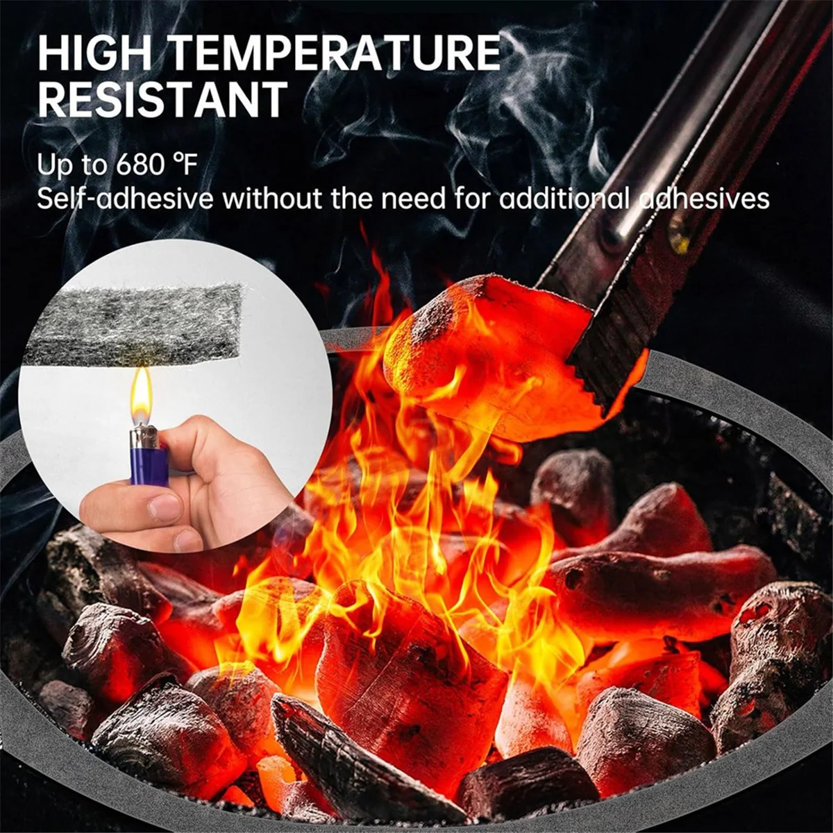 A11I High Temp Grill Gasket for Ceramic Lid Top BBQ Smoker Gasket,Self Stick 15 Ft Long,7/8in Wide,1/8in Thick