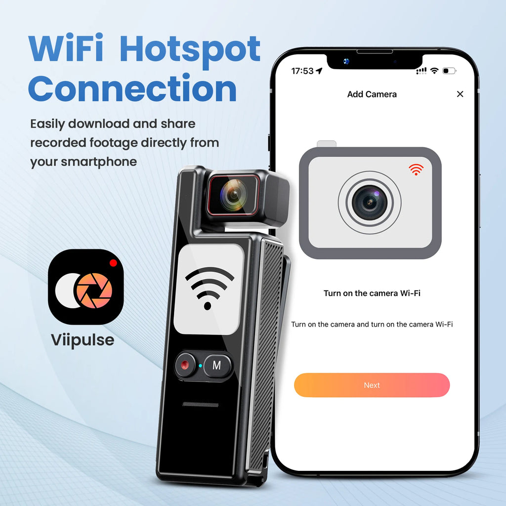 1.7Inch Screen  4K UHD 180Degree Rotation Lens WIFI Law enforcement instrument Video Digital Camera