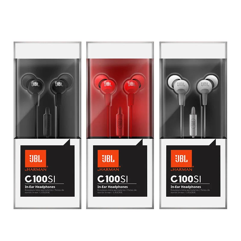 JBL C100SI Original Authentic Wired In Ear Headphones Sports Headphones 3.5mm Jack interface Built-in Microphone Button Design
