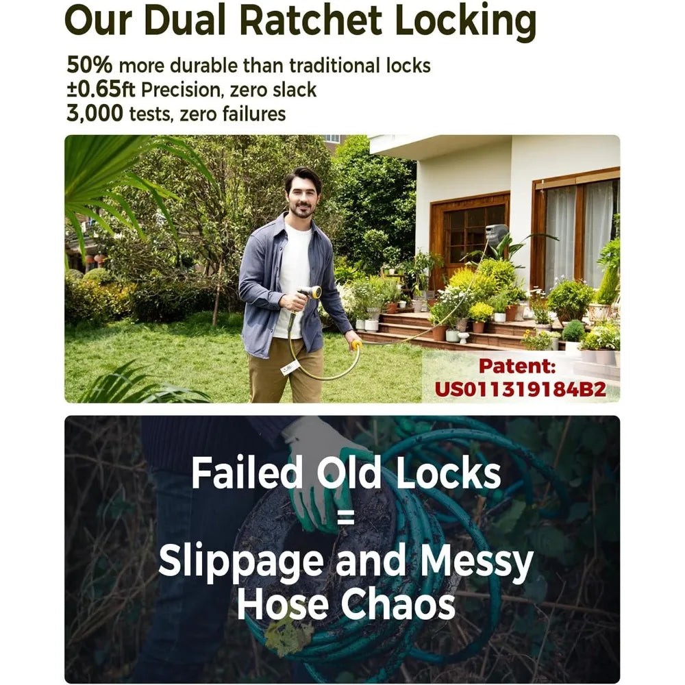 Retractable Garden Hose Reel 5/8 in x 100 ft Upgraded UV Resistant Heavy Duty Automatic Hose Reel Wall Mount 3/4 in Bra