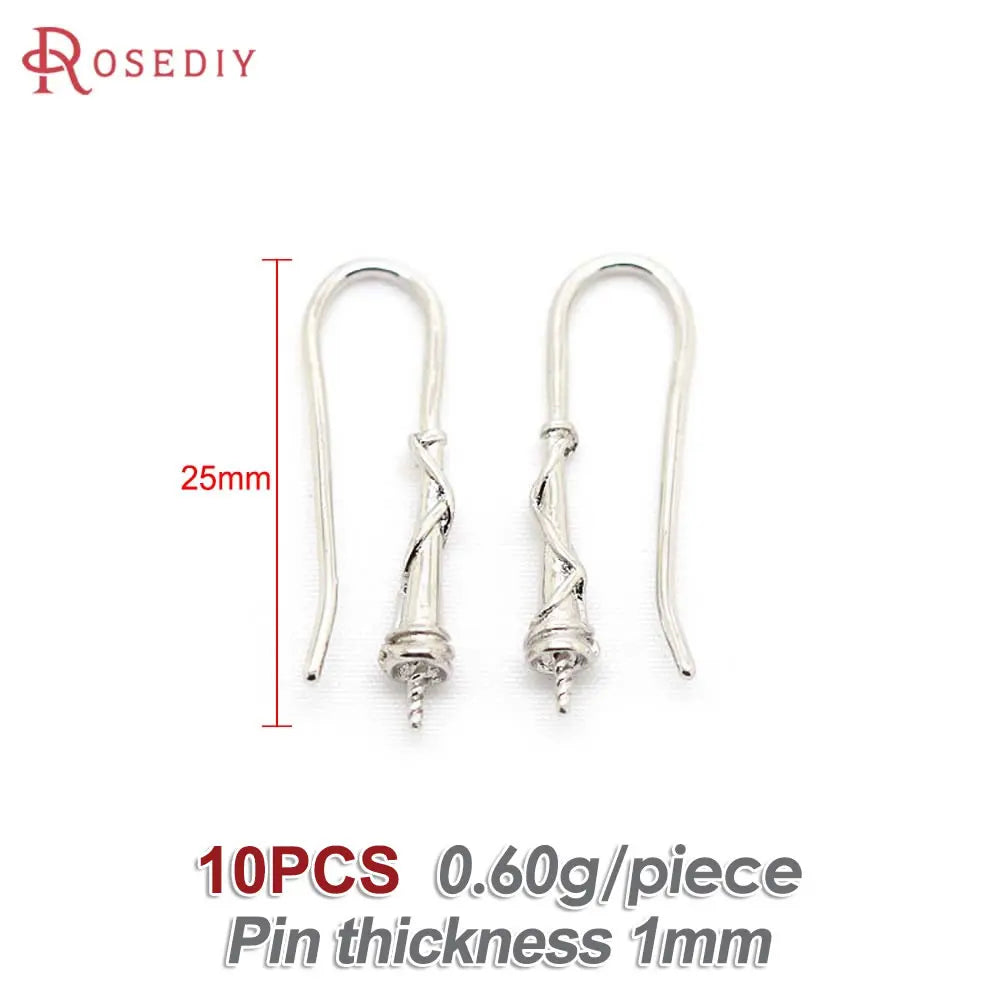 18K Gold Color Brass Can fit Half Hole Beads with Half Pins Earrings Hooks High Quality Jewelry Making Diy Findings Accessories