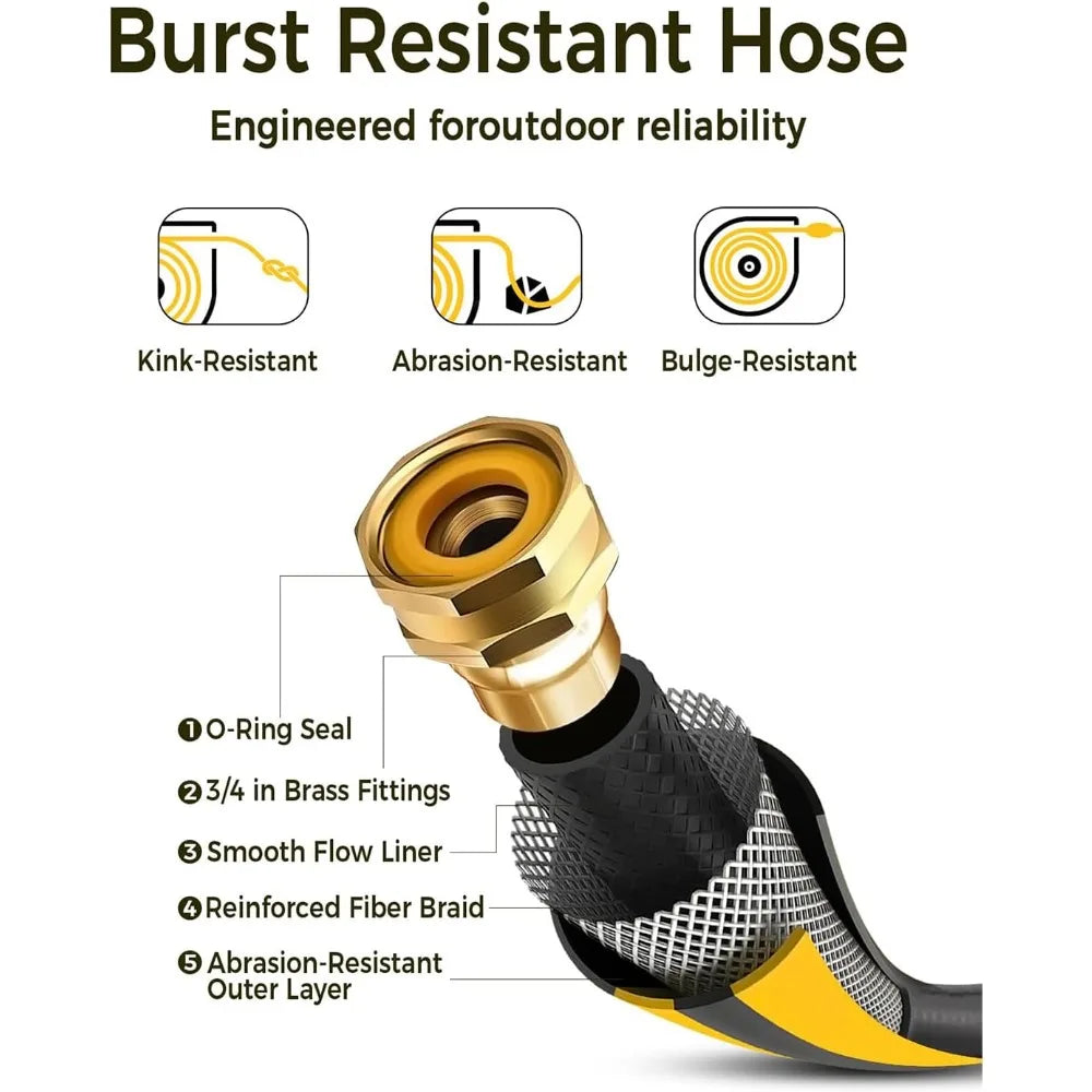 Retractable Garden Hose Reel 5/8 in x 100 ft Upgraded UV Resistant Heavy Duty Automatic Hose Reel Wall Mount 3/4 in Bra