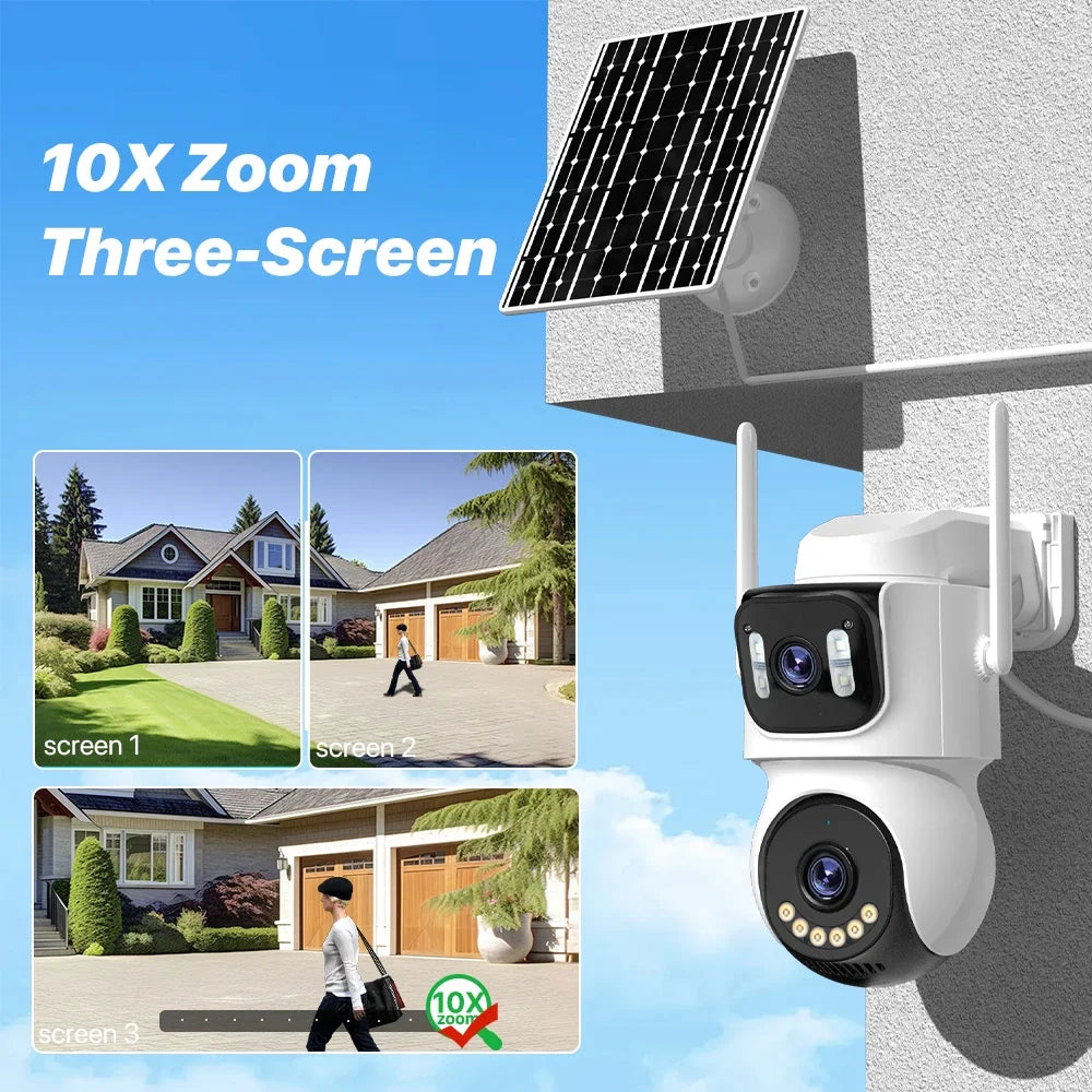 XMEYE 4G Solar Wireless PTZ Security Camera 4k 10X Zoom Dual Lens Human Detection AVO Wifi CCTV Video Surveillance Camera ICSEE