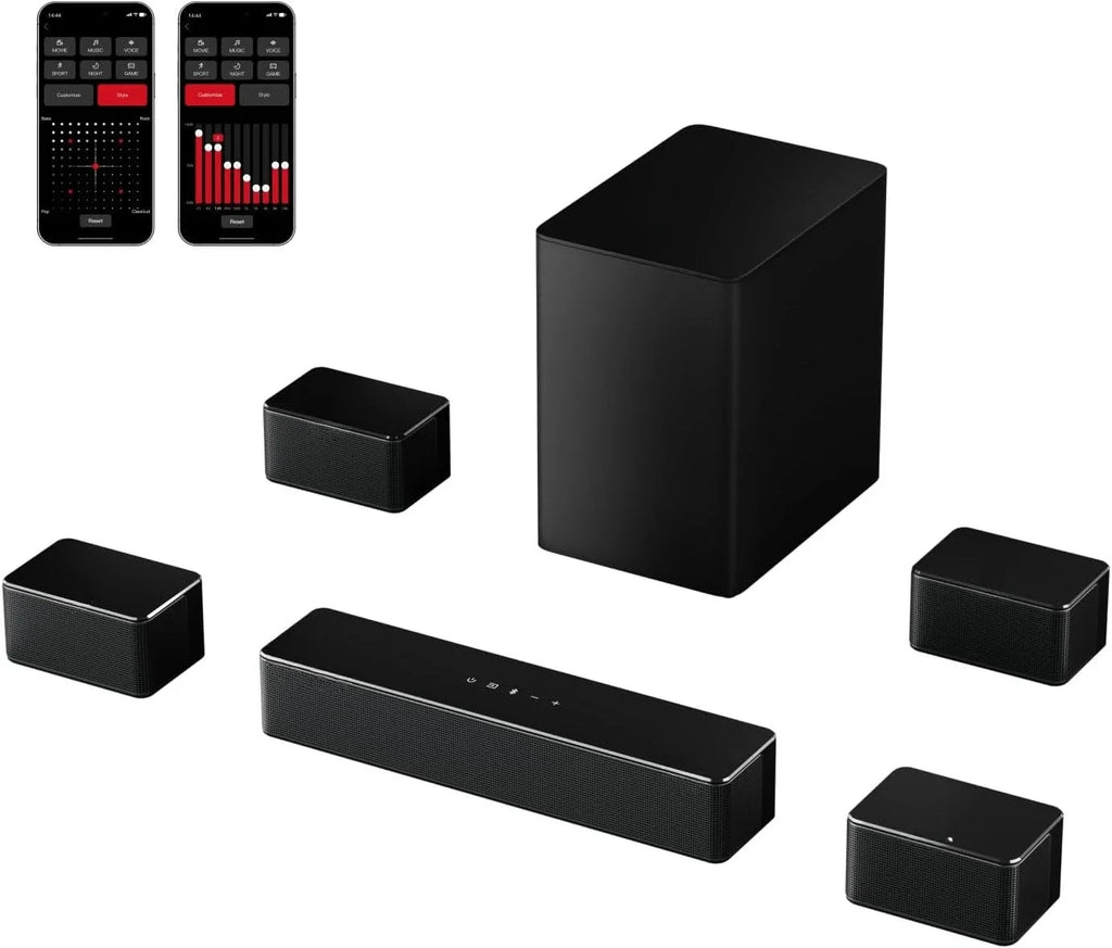 5.1 CH Surround Sound Bar with Dolby Audio, Sound Bars for TV,Wireless Subwoofer & Rear Speaker,Dolby Digital Plus,Bluetooth 5.3