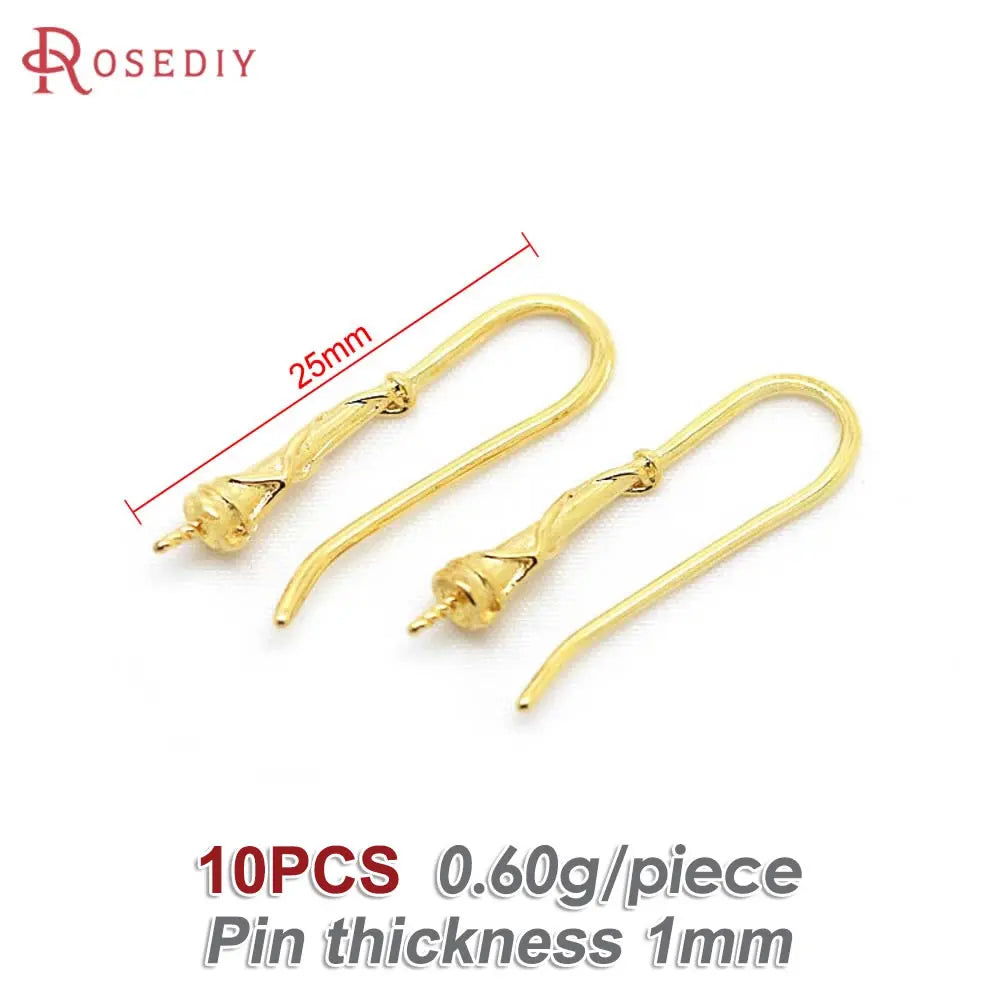 18K Gold Color Brass Can fit Half Hole Beads with Half Pins Earrings Hooks High Quality Jewelry Making Diy Findings Accessories