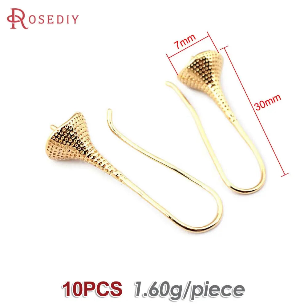 18K Gold Color Brass Can fit Half Hole Beads with Half Pins Earrings Hooks High Quality Jewelry Making Diy Findings Accessories