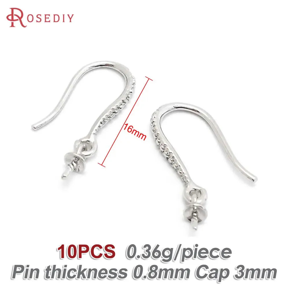 18K Gold Color Brass Can fit Half Hole Beads with Half Pins Earrings Hooks High Quality Jewelry Making Diy Findings Accessories