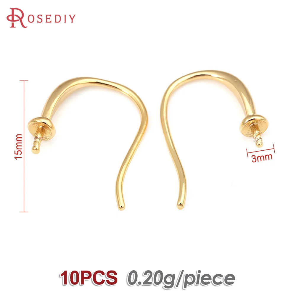 18K Gold Color Brass Can fit Half Hole Beads with Half Pins Earrings Hooks High Quality Jewelry Making Diy Findings Accessories