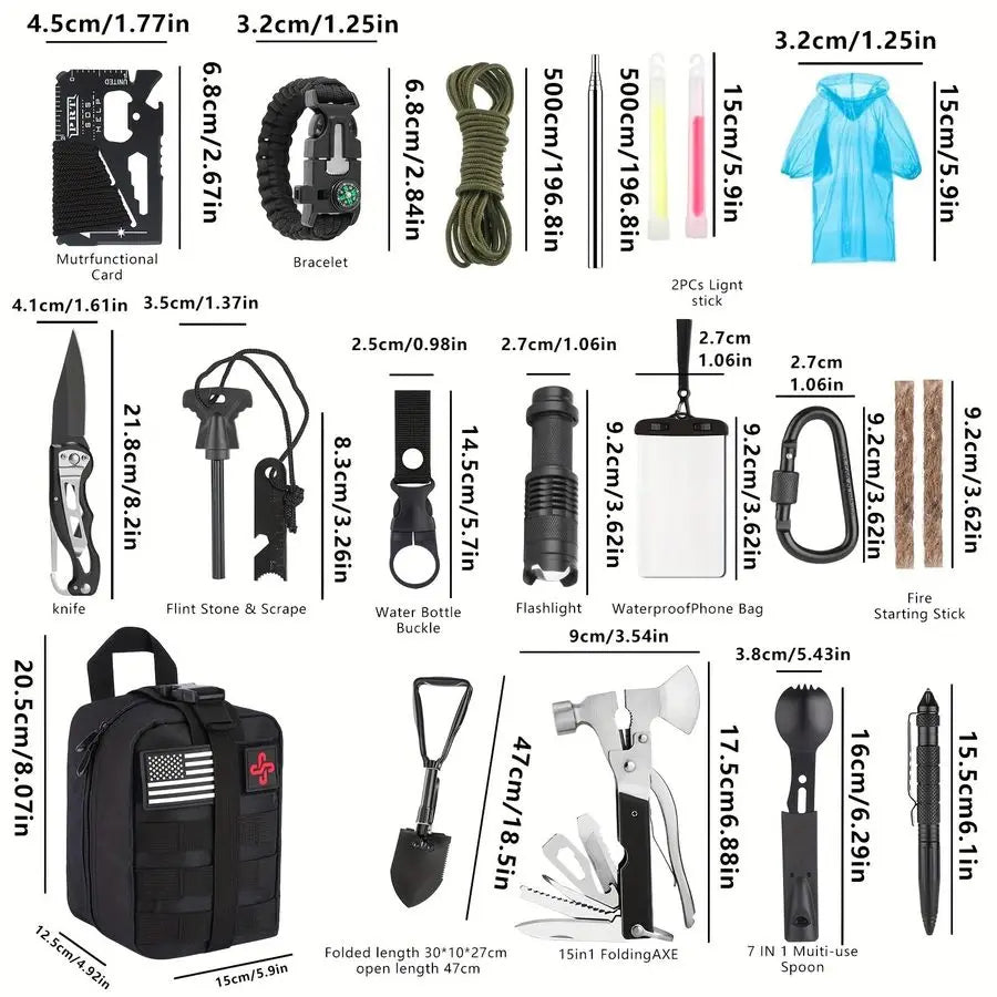 Kit, 252Pcs Survival Gear First Aid Kit with Molle System Compatible Bag and Emergency Tent, Emergency Kit for Earthquake, Outdo