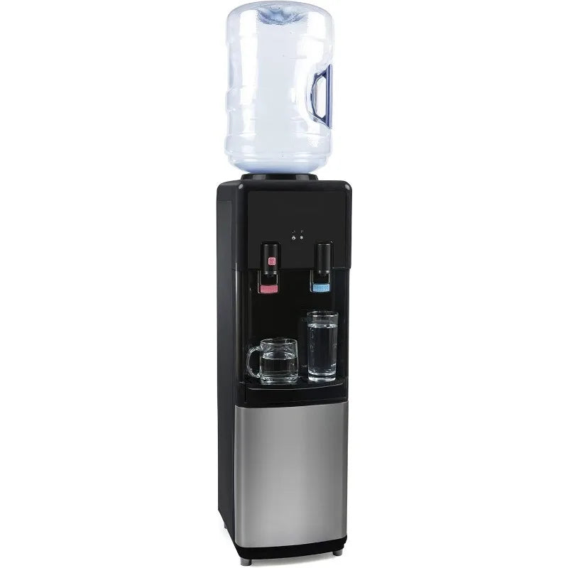 Top Loading Water Cooler – Hot & Cold Dispenser – Black & Stainless Steel, Holds 3 & 5 Gallon Jugs, Child Safety Lock
