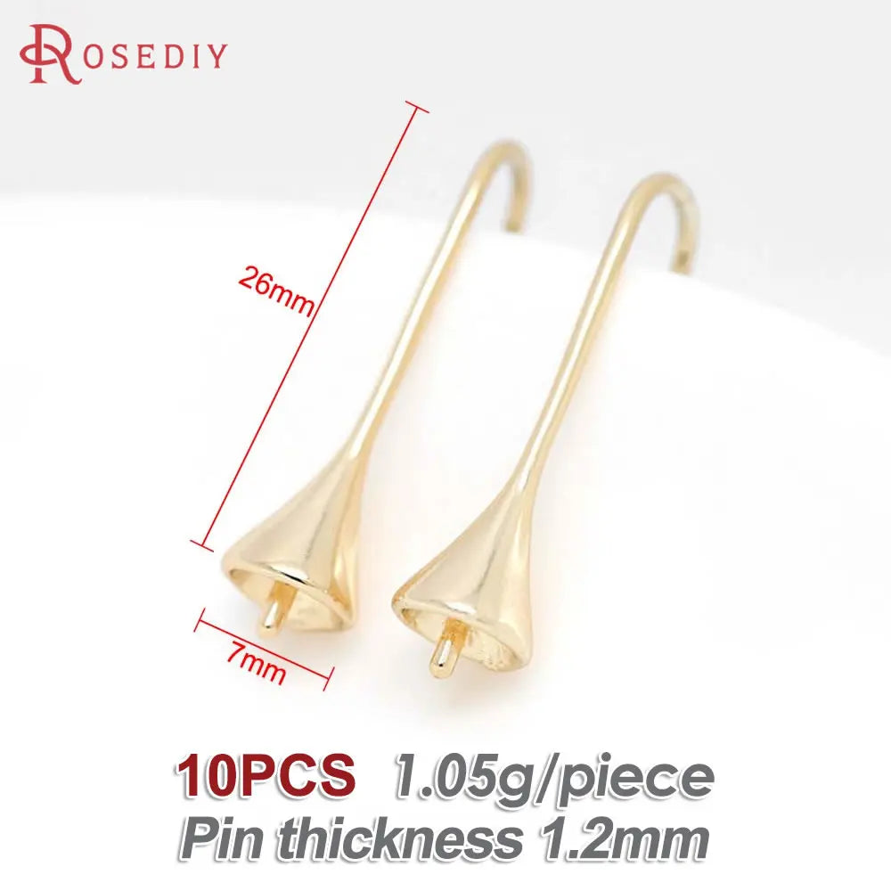 18K Gold Color Brass Can fit Half Hole Beads with Half Pins Earrings Hooks High Quality Jewelry Making Diy Findings Accessories