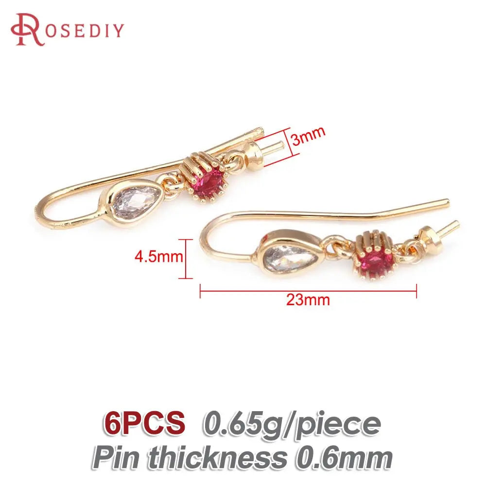 18K Gold Color Brass Can fit Half Hole Beads with Half Pins Earrings Hooks High Quality Jewelry Making Diy Findings Accessories