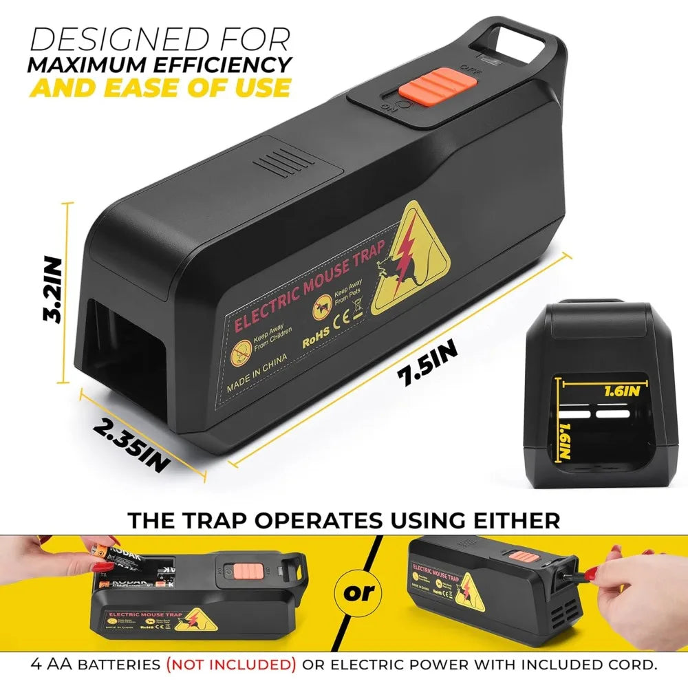 Electric Mouse Trap - Electronic Rodent for Indoors & Home - Humane & Effective Mouse Traps - Reusable